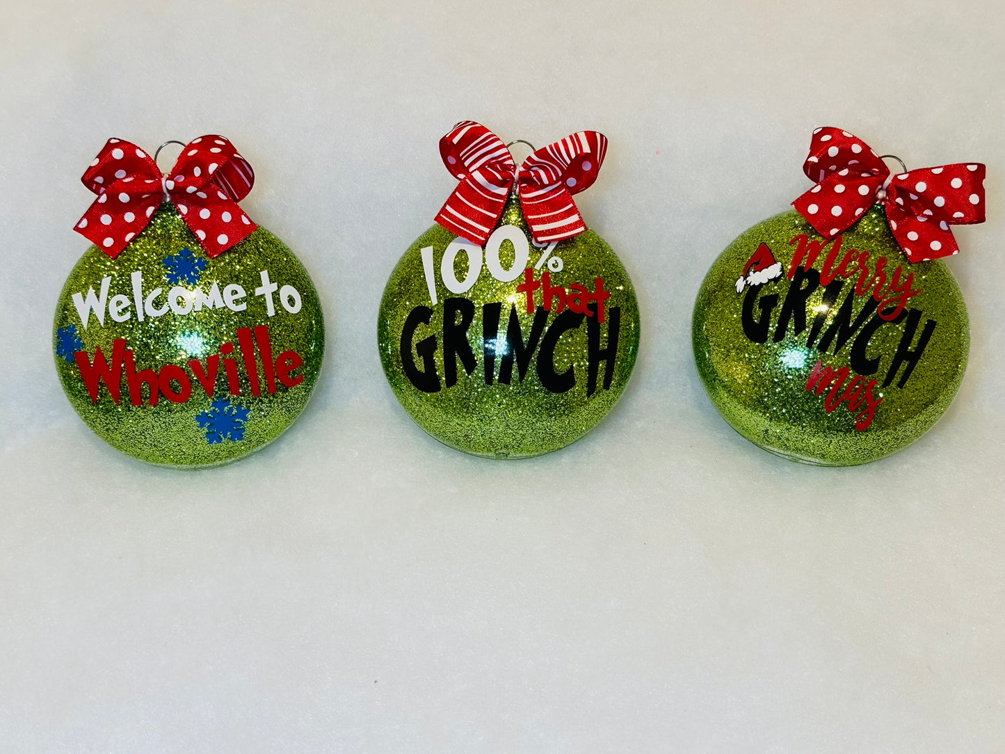 Reserved for Vince 13 Custom Grinch Ornaments | Added name | Certified Grinch | Collection of ornaments