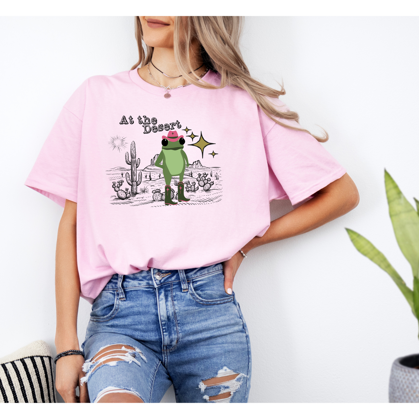 At the Desert Frog T shirt | Frog | Desert | Music Festival | Available in 3 colors White , Sand , Light Pink