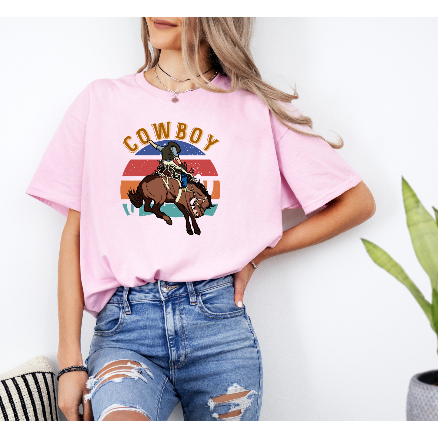 Cowboy On Bull Shirt | Color rodeo | DTF printed | Custom Shirt | White , Sand , Black, Light Pink | Cowboy Carter