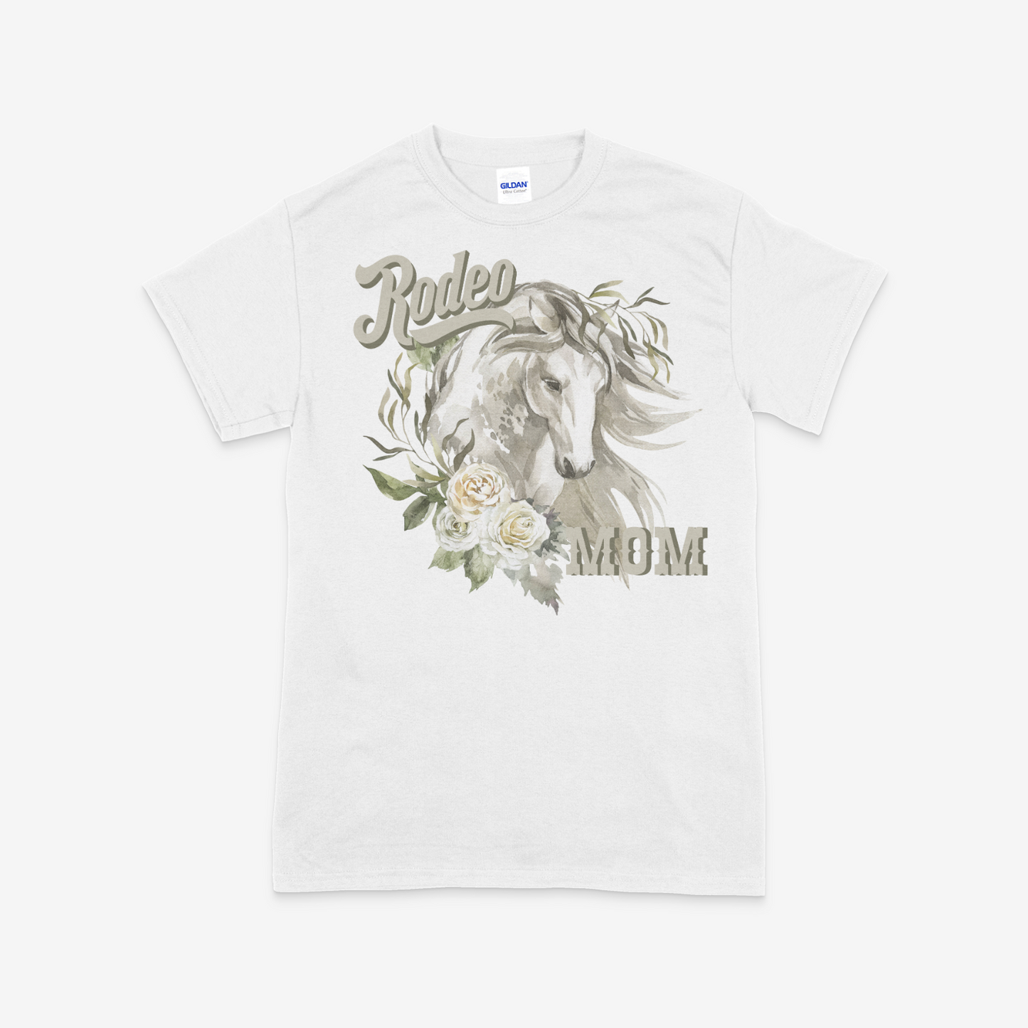 Rodeo Mom Shirt | Rodeo | Mom Shirt | Horses and flowers | Direct to Film | Colors available sand , light pink , black , and white