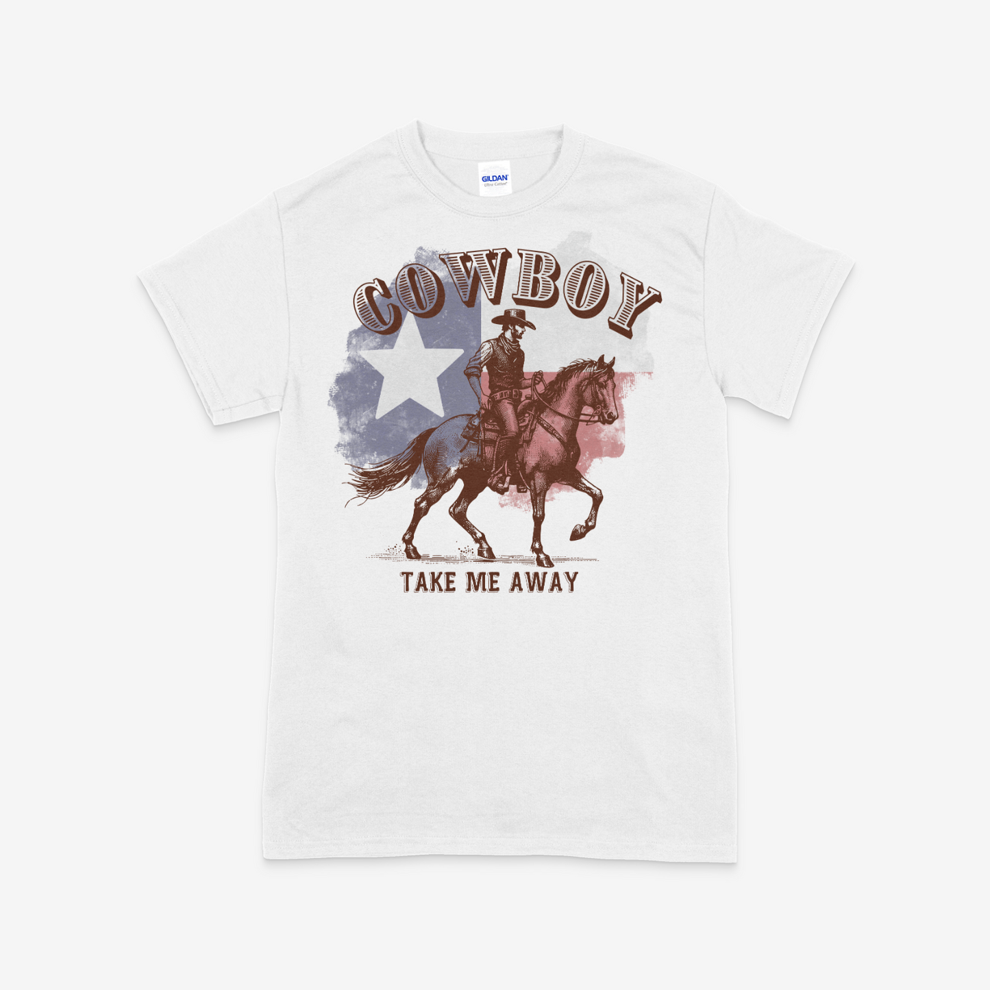 Cowboy USA Shirt | Cowboy USA Flag | Take me away | Shirt comes in white , sand , light pink colors