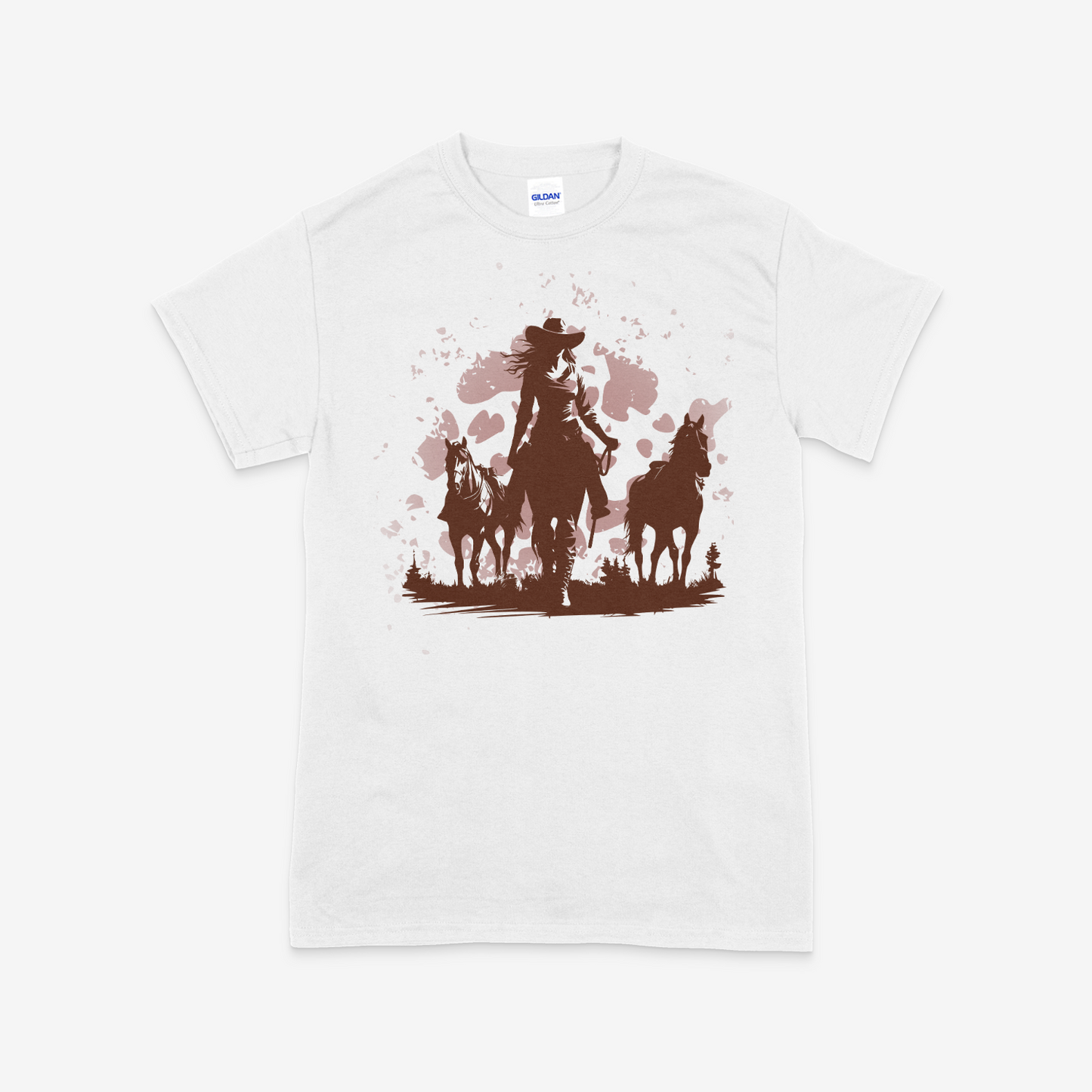 Cowboy Horses T shirt | Gildan Heavy Cotton| Cowgirl | Sand , Light Pink, White colors | Sizes Small to 4 Xl |