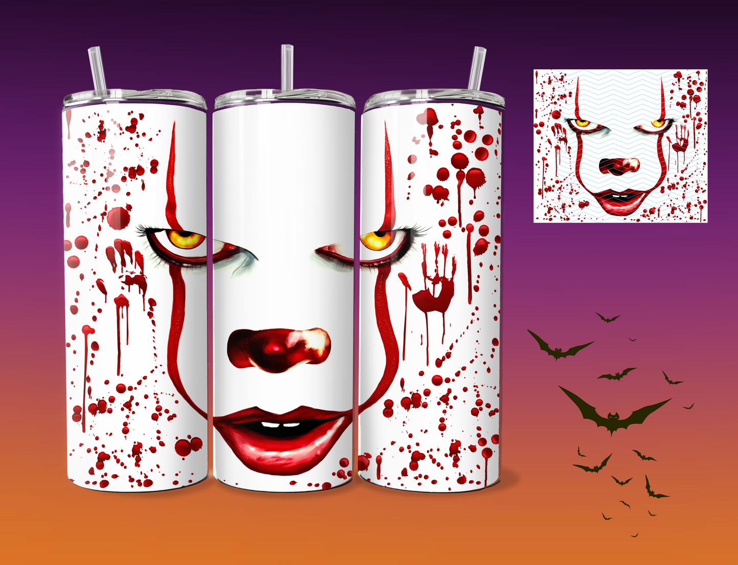Bloody IT Tumbler | Reusable cup | Custom Cup | Pennywise | Bloody cup | Cup with lid