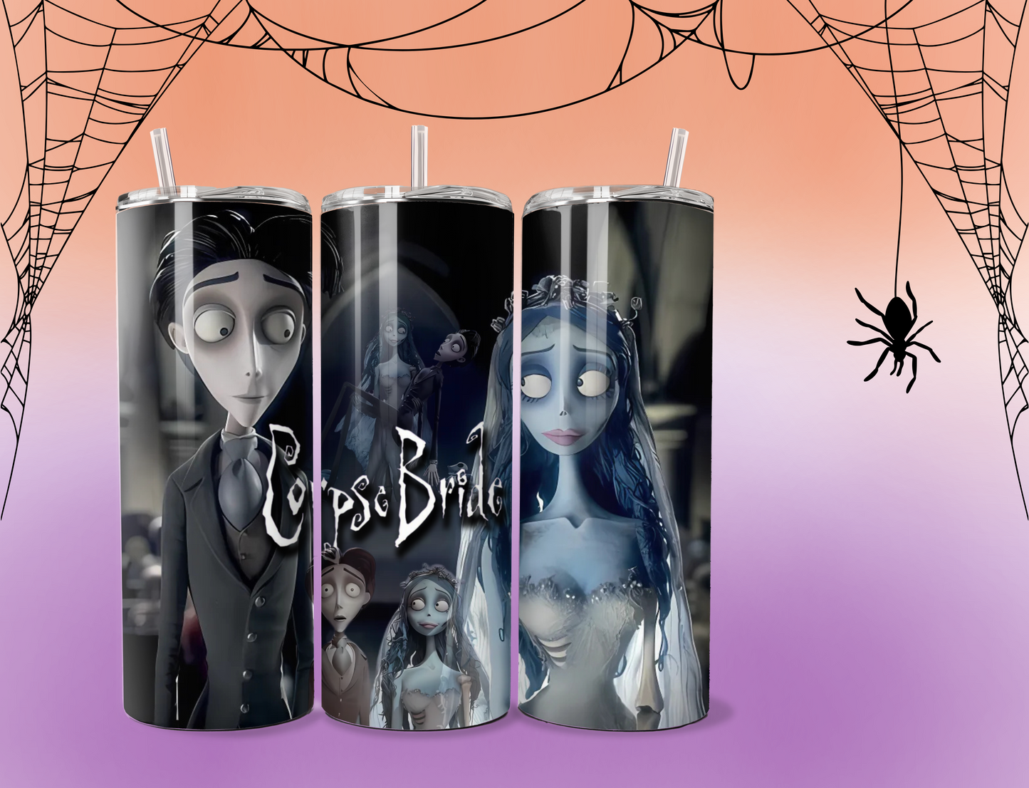 Corpse Bride custom cup | Black and white image | Custom cup | tumbler 20 ounces | cup with lid | cup with straw