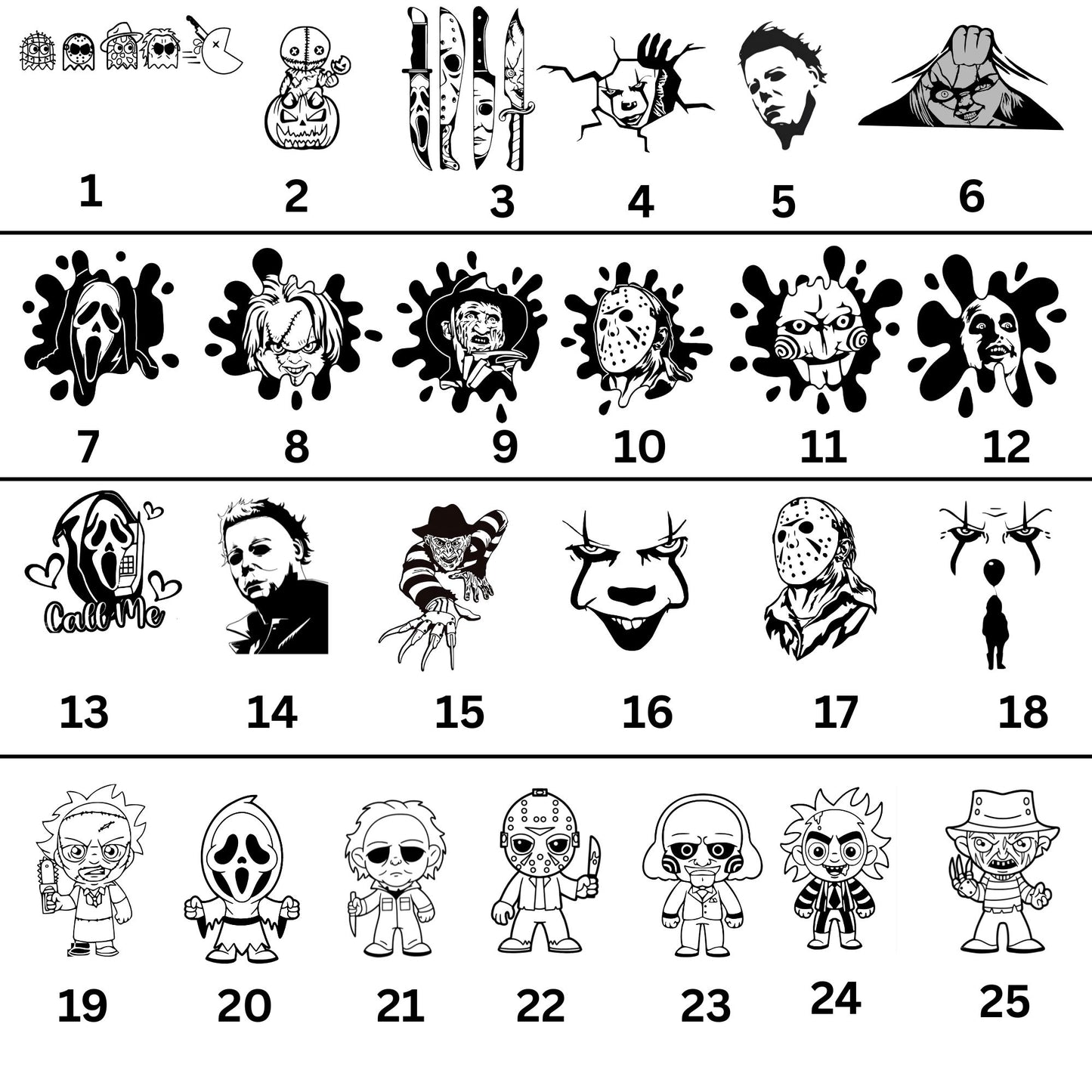 Halloween car decals | Horror movie collection | Slashers | Window decals | Stickers