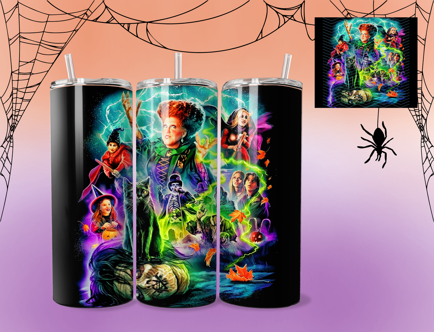 Hocus Pocus characters cup | Tumbler 20 ounces | cup with lid | Cup with Straw | Billy | Hocus cat