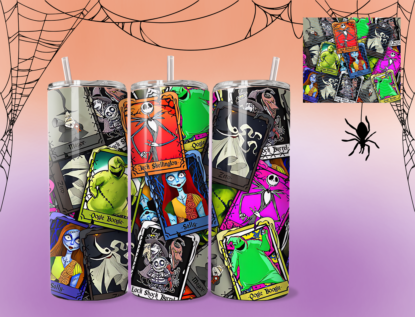 Jack and Sally selfies | OOgie | Boogie | Sally | tumbler | cup with lid | cup with straw | 20 ounces