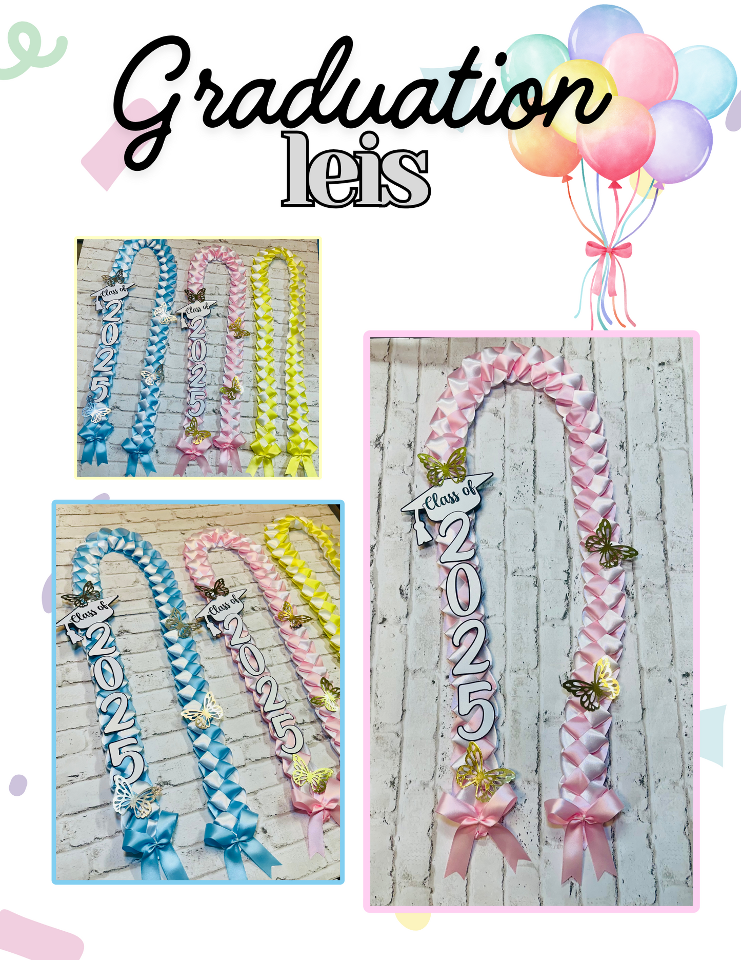 J and B Designs | Handmade Graduation Lei – Class of 2025 Braided  Necklace with Cap Charm | Customizable 2-Color Combos | 26” Sustainable Gift