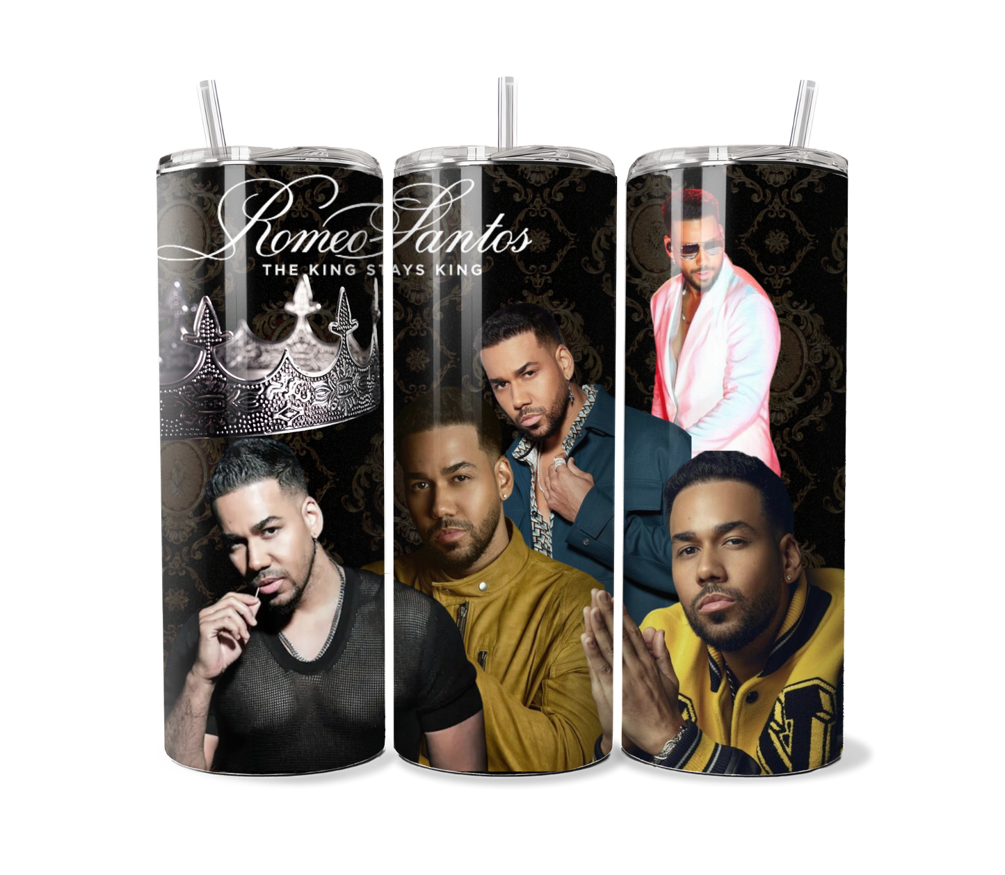 Romeo Santos Tumbler | 20 ounce cup | Tumbler with straw | Cup with lid | Anti slip rubber bottom | Romeo the king