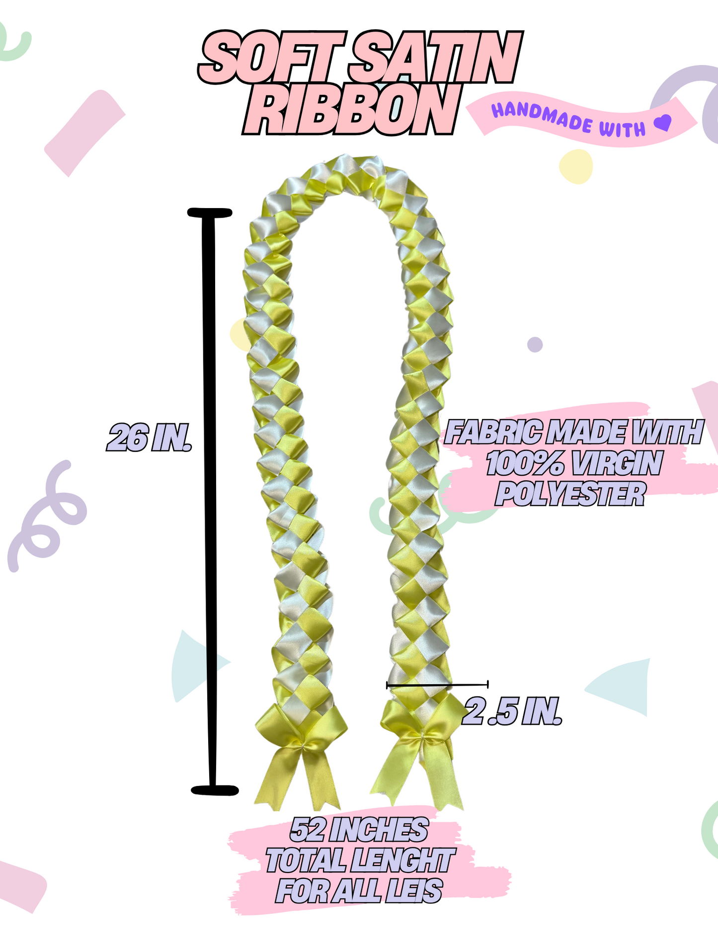 J and B Designs | Handmade Graduation Lei – Class of 2025 Braided  Necklace with Cap Charm | Customizable 2-Color Combos | 26” Sustainable Gift