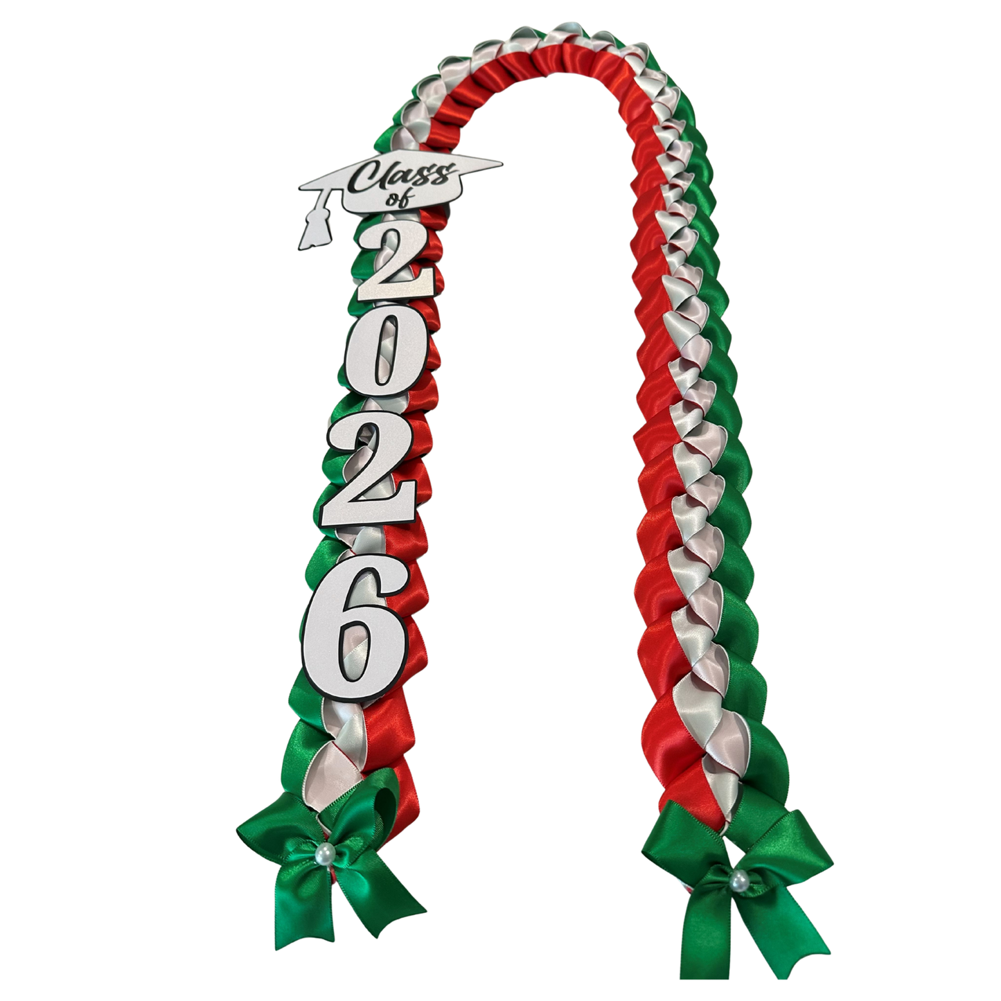Graduation Lei Mexico flag colors , 26 inch lei , Unisex , 2 options available