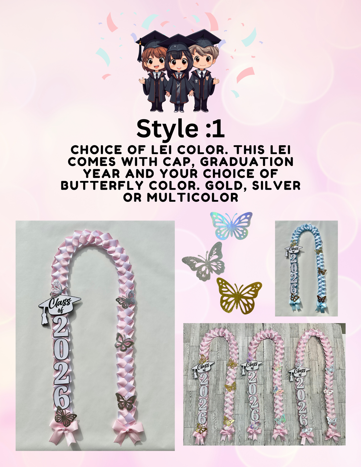 J and B Designs | Handmade Graduation Lei – Class of 2025 Braided  Necklace with Cap Charm | Customizable 2-Color Combos | 26” Sustainable Gift