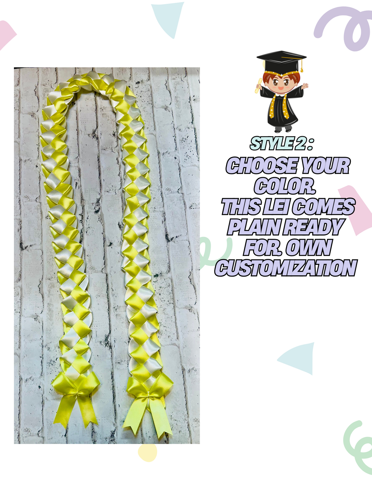 J and B Designs | Handmade Graduation Lei – Class of 2025 Braided  Necklace with Cap Charm | Customizable 2-Color Combos | 26” Sustainable Gift