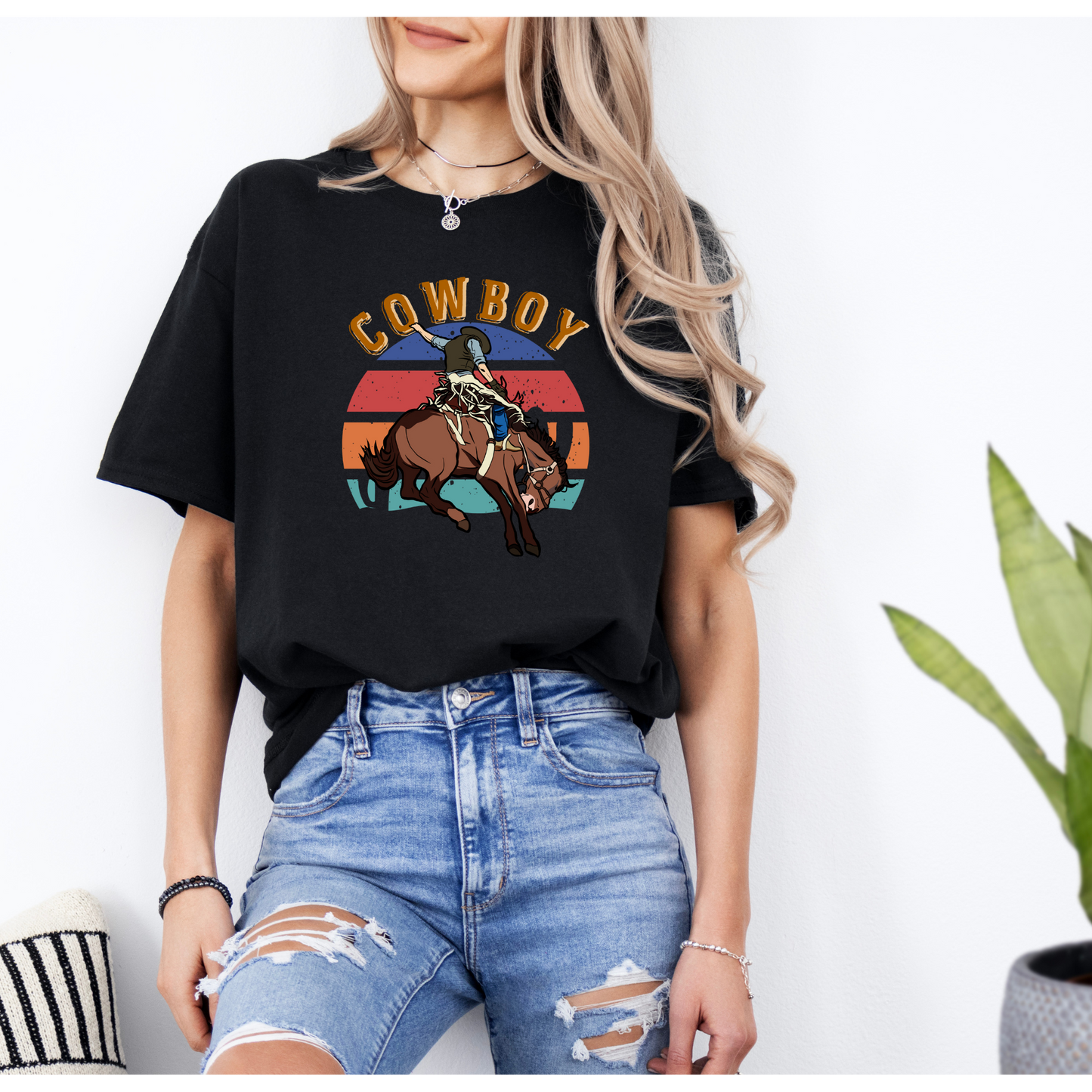 Cowboy On Bull Shirt | Color rodeo | DTF printed | Custom Shirt | White , Sand , Black, Light Pink | Cowboy Carter