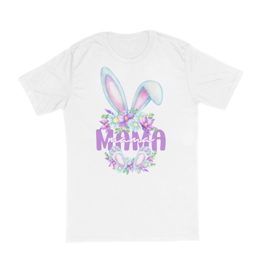 Mama Bunny | Custom Easter DTF Printed T-Shirts | Vibrant Holiday Designs | White & Heather Gray