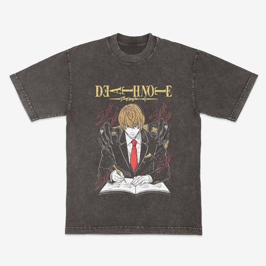 Light Yagami | Death Note | Anime | Custom shirt | Streetwear | MIneral washed