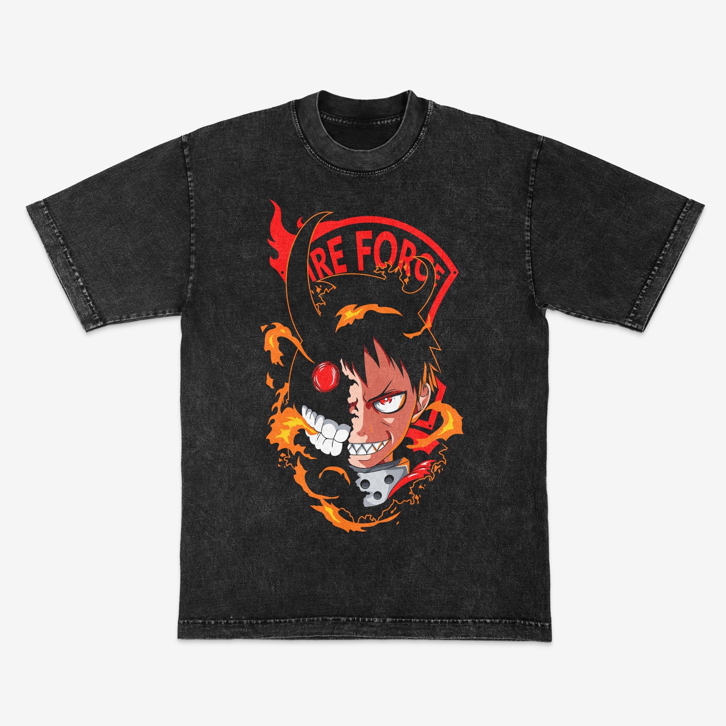 Fire Force | Streetwear shirt | Shinra Kusakabe | Fire station 8 | Mineral wash | Heavyweight shirt