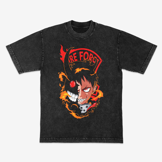Fire Force | Streetwear shirt | Shinra Kusakabe | Fire station 8 | Mineral wash | Heavyweight shirt