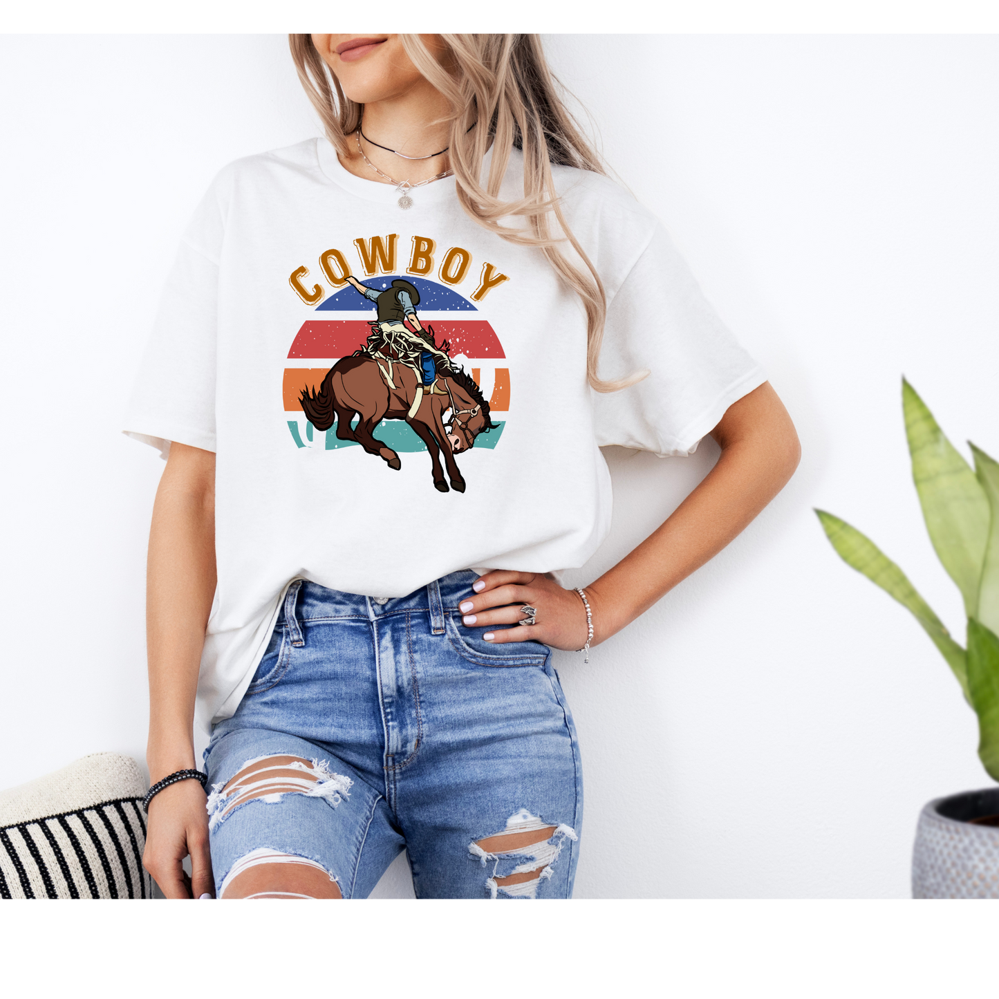 Cowboy On Bull Shirt | Color rodeo | DTF printed | Custom Shirt | White , Sand , Black, Light Pink | Cowboy Carter