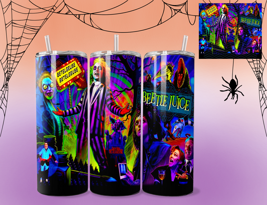 Beetlejuice Beetlejuice Cup | Custom cup | 20 ounce tumbler | Betelgeuse | Cup with lid and straw