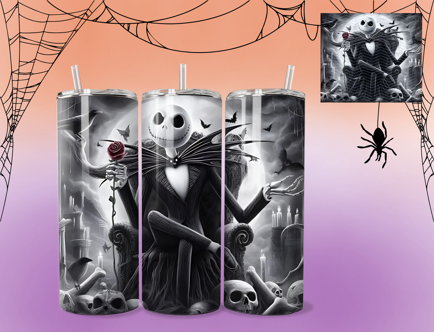 Nightmare before Christmas Jack cup | Pumpkin king | Tumbler 20 ounces | Cup with lid | Cup with Straw