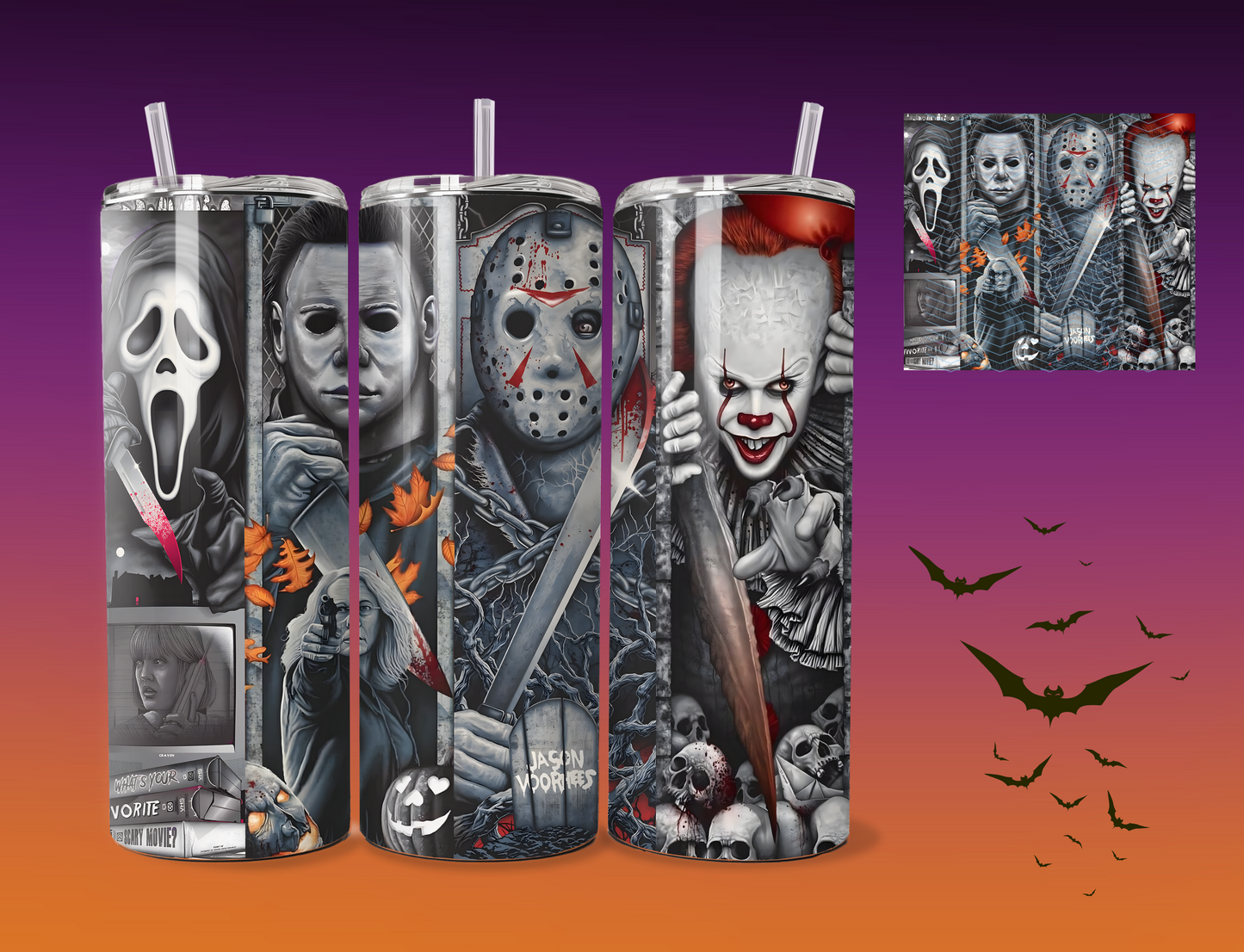 Laurie Rhodes | Michael Myers cup | 20 ounce tumbler | sublimation | Pennywise | Ghostface | Jason Vorhees