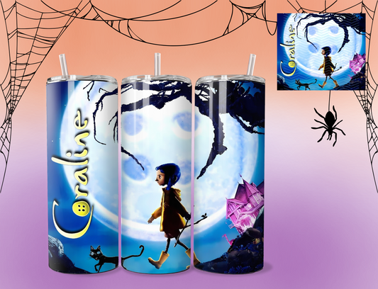 Coraline | Coraline Moon cup | Tumbler 20 ounces | Cup with lid | Cup with straw | Moon
