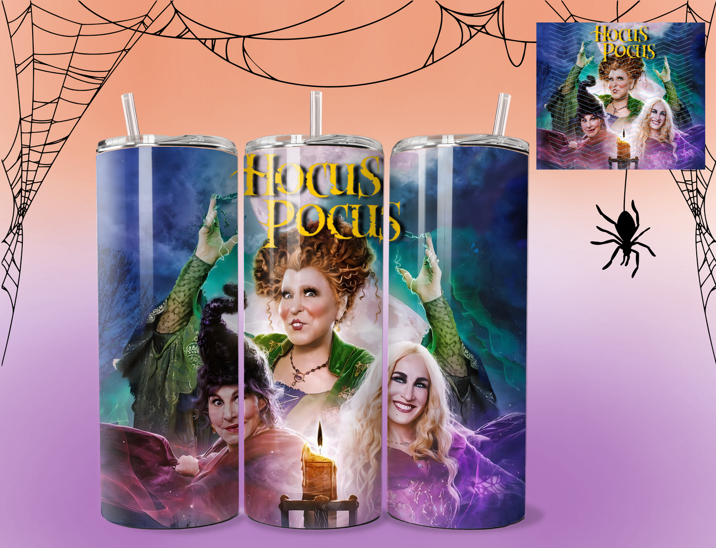 Hocus Pocus sisters | Colorful image | Tumbler 20 ounces | Custom cup with lid | Cup with straw |