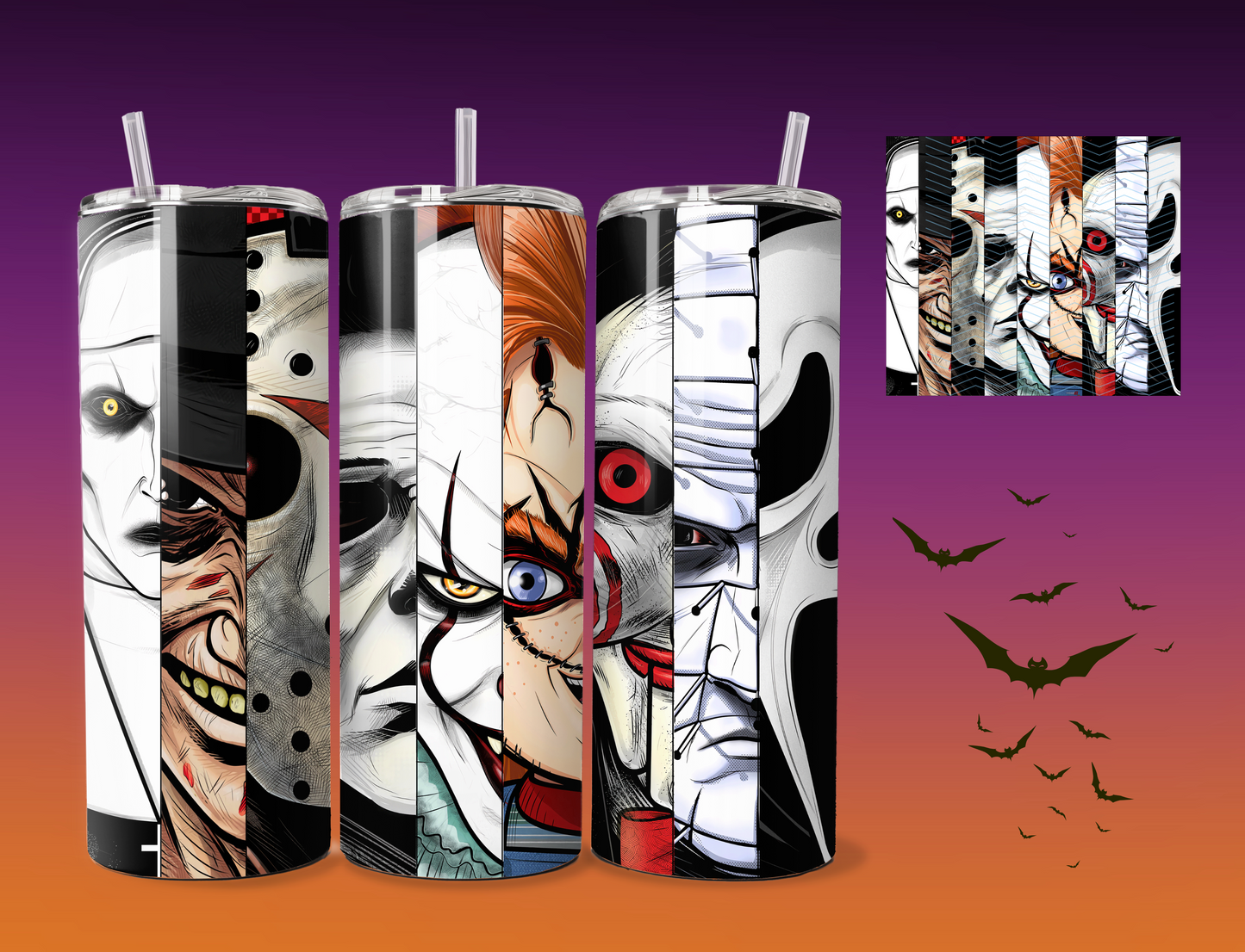 The Nun Tumbler | 20oz cup with lid | Straw and rubber bottom | Jigsaw | Favorite slashers